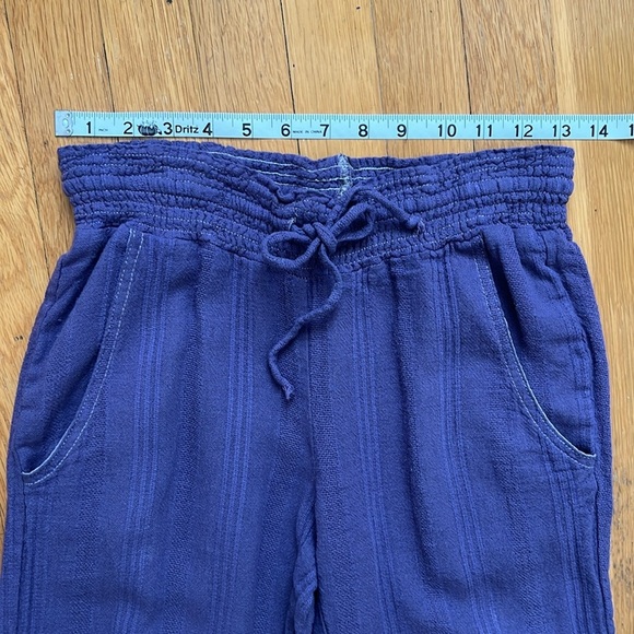 Vintage Y2K Low Rise Linen Blend Purple Beach Easy Pants Summer Elastic Waist - Picture 8 of 13